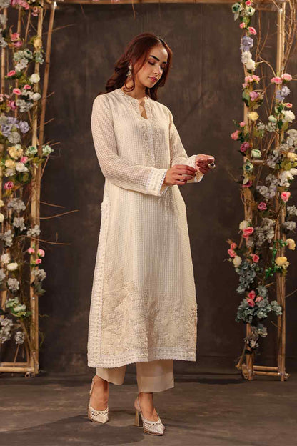 Vaayu Ivory Straight Long Kurta Set