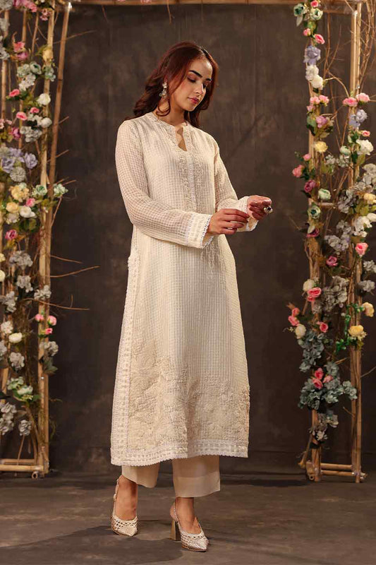 Vaayu Ivory Straight Long Kurta Set