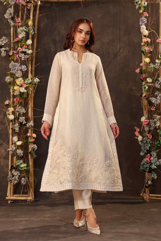Vaayu Ivory Straight Long Kurta Set