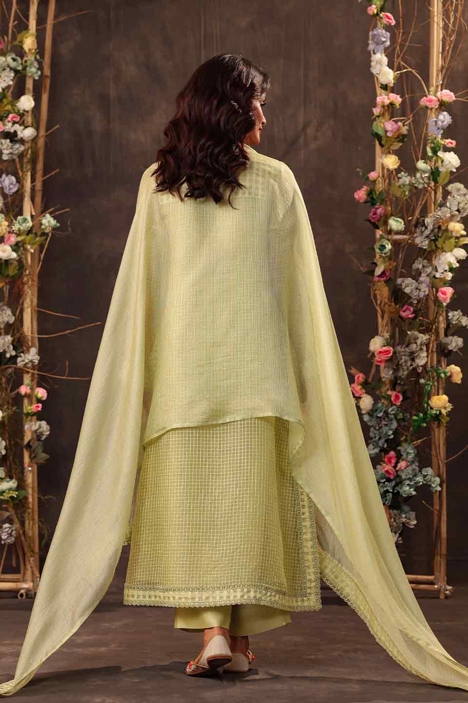 Vaayu Green Straight Long Kurta Set