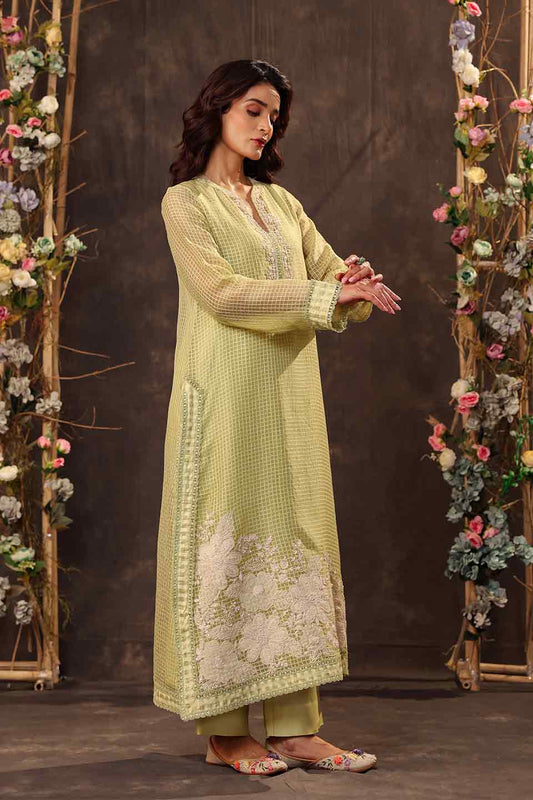 Vaayu Green Straight Long Kurta Set