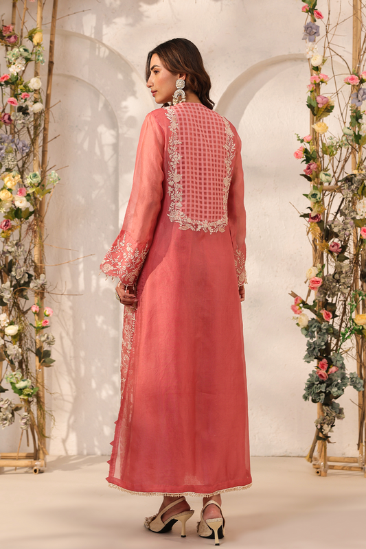 Vaayu Pink Heavy Jaal Kurta Set