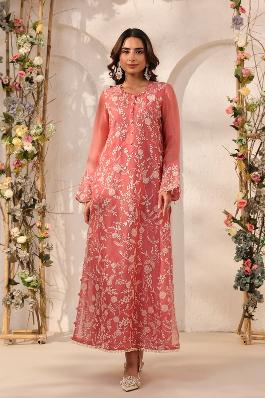 Vaayu Pink Heavy Jaal Kurta Set