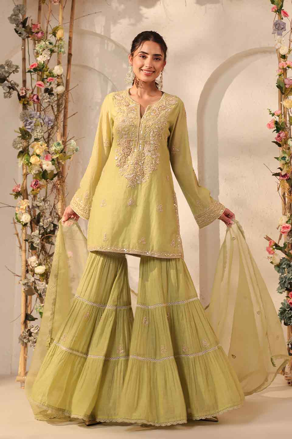 Vaayu Green Sharara Set