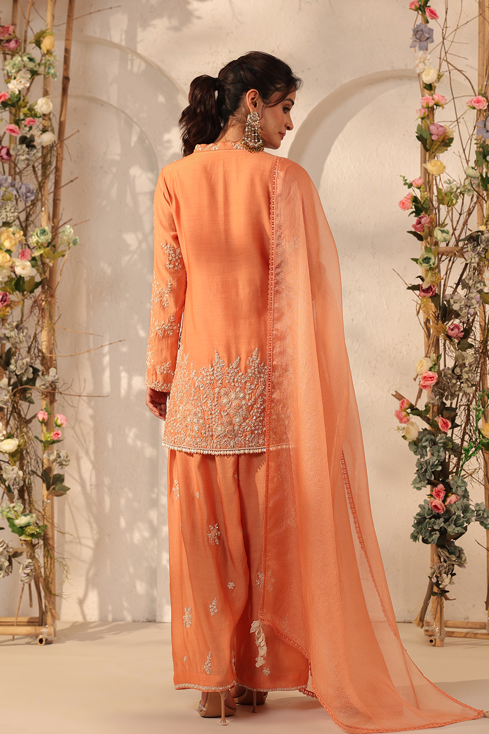 Vaayu Orange Heavy Short Kurta Set