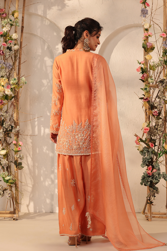Vaayu Orange Heavy Short Kurta Set