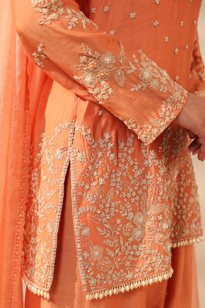 Vaayu Orange Heavy Short Kurta Set