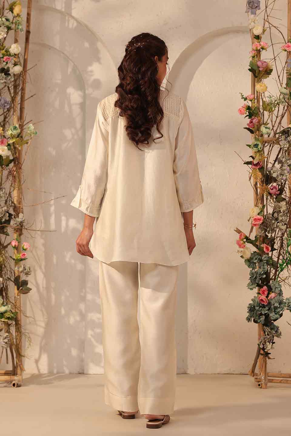 Vaayu Ivory Pintuck Co-ord Set