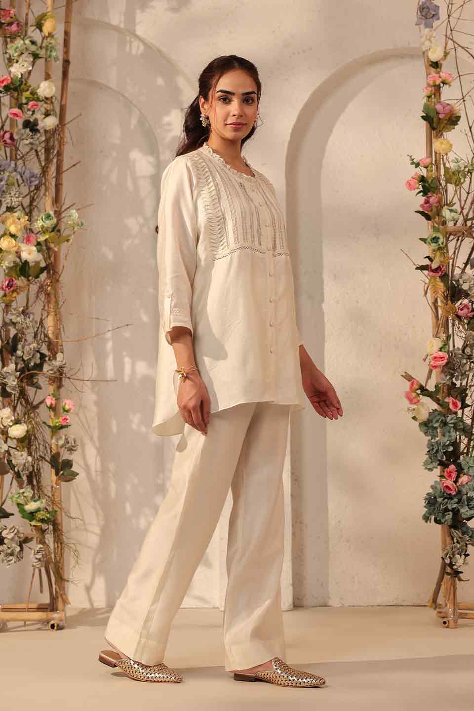 Vaayu Ivory Pintuck Co-ord Set