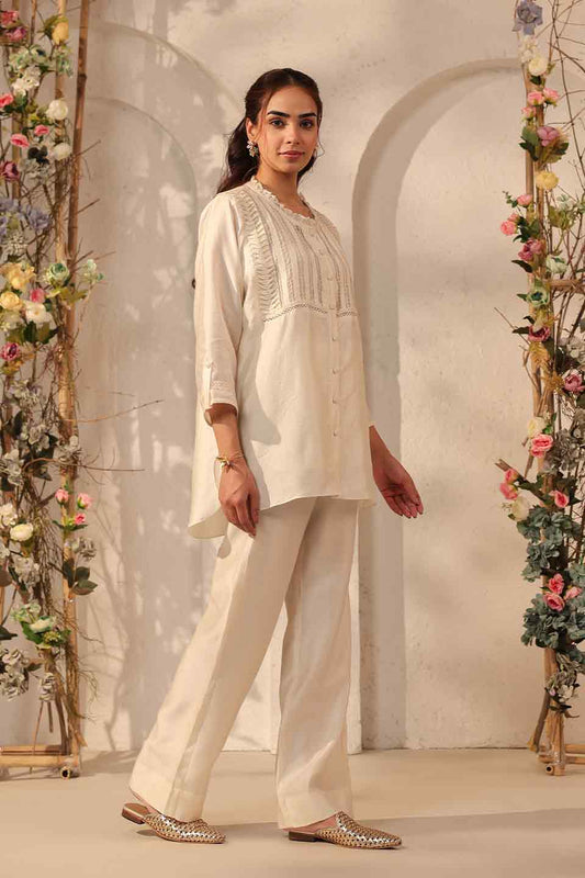 Vaayu Ivory Pintuck Co-ord Set