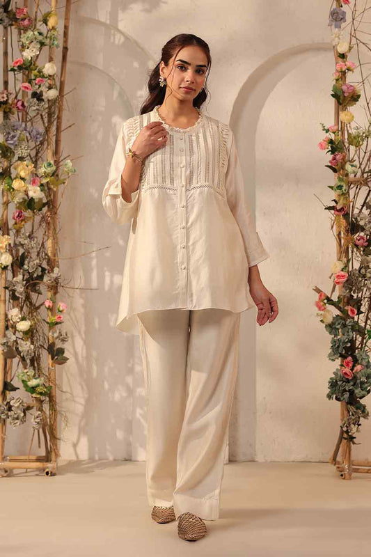 Vaayu Ivory Pintuck Co-ord Set