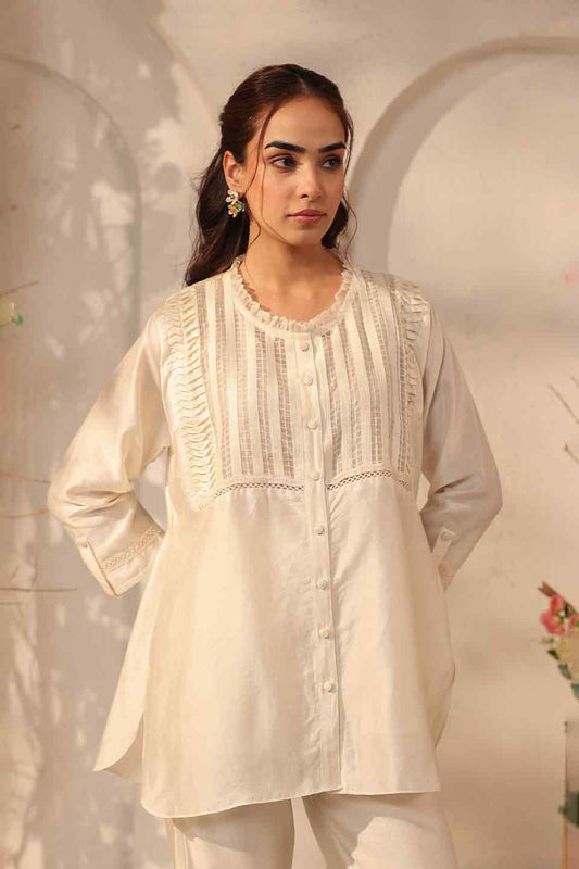 Vaayu Ivory Pintuck Co-ord Set