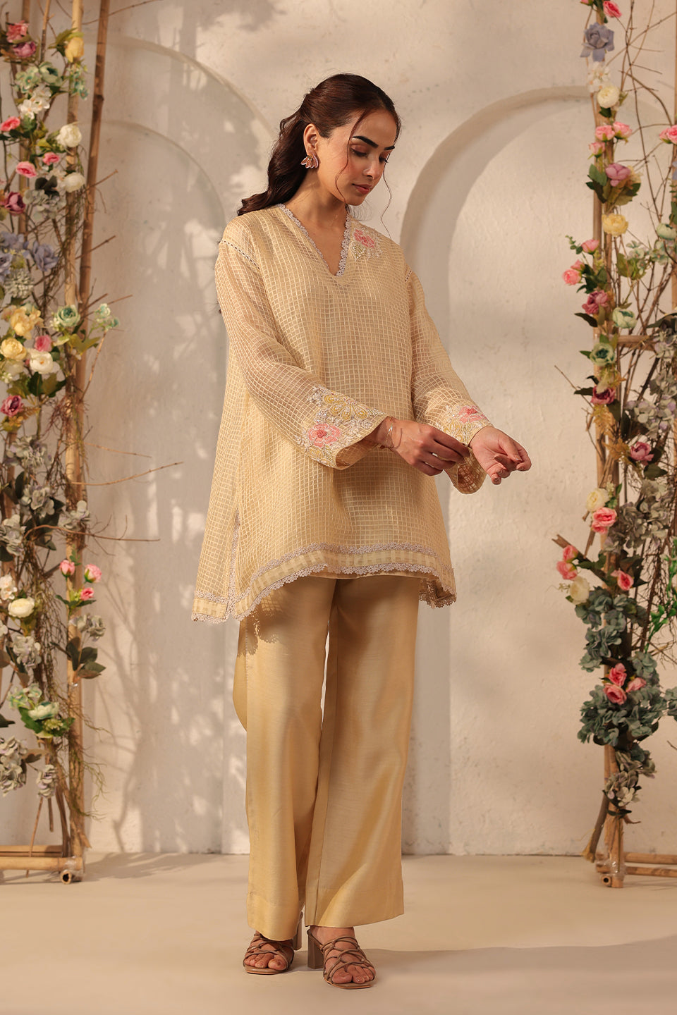 Vaayu Beige Applique Co-ord Set
