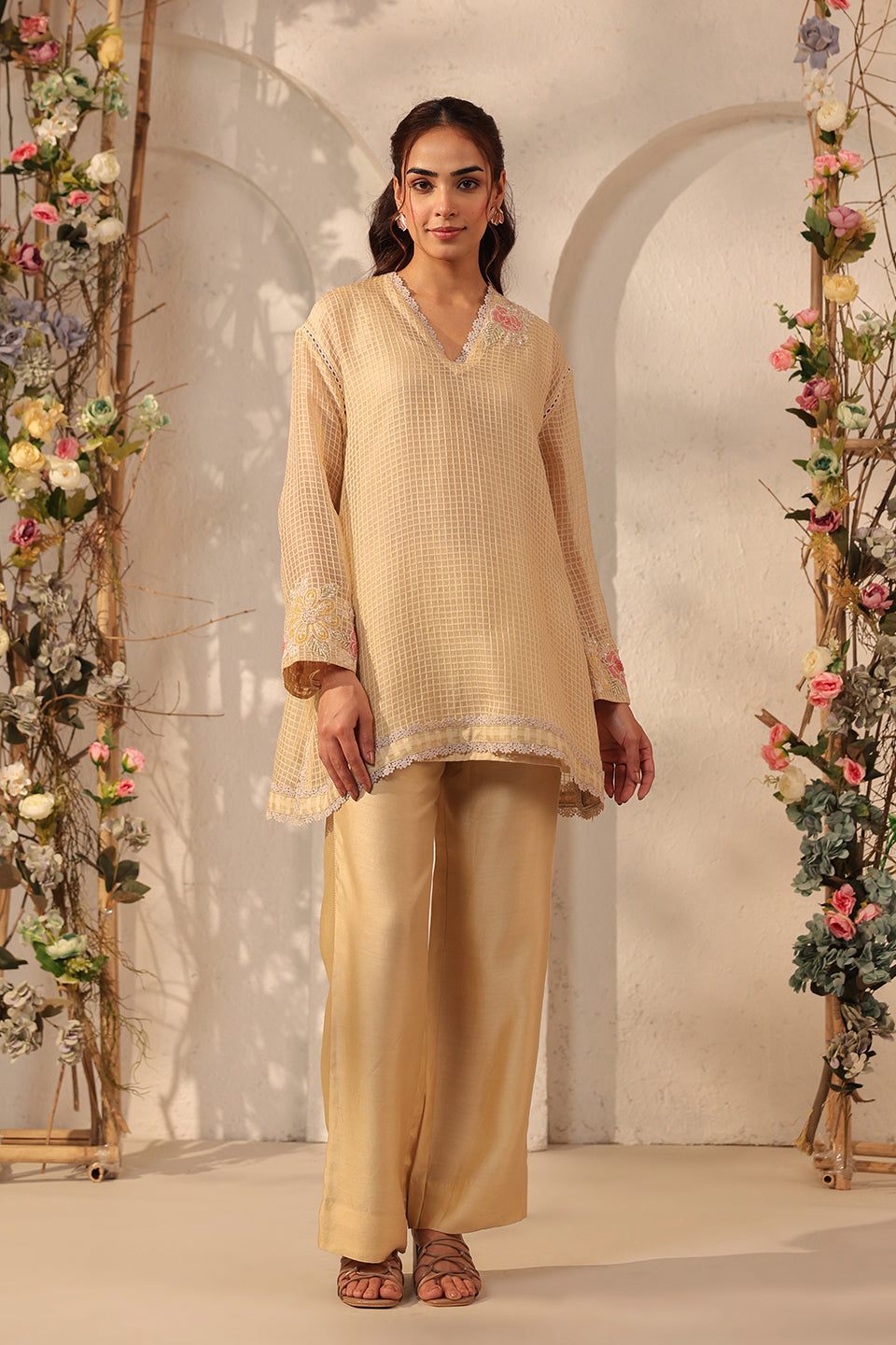 Vaayu Beige Applique Co-ord Set