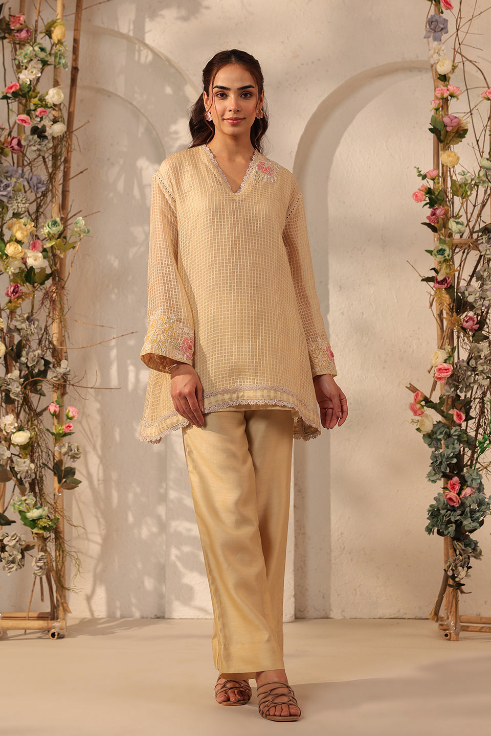 Vaayu Beige Applique Co-ord Set