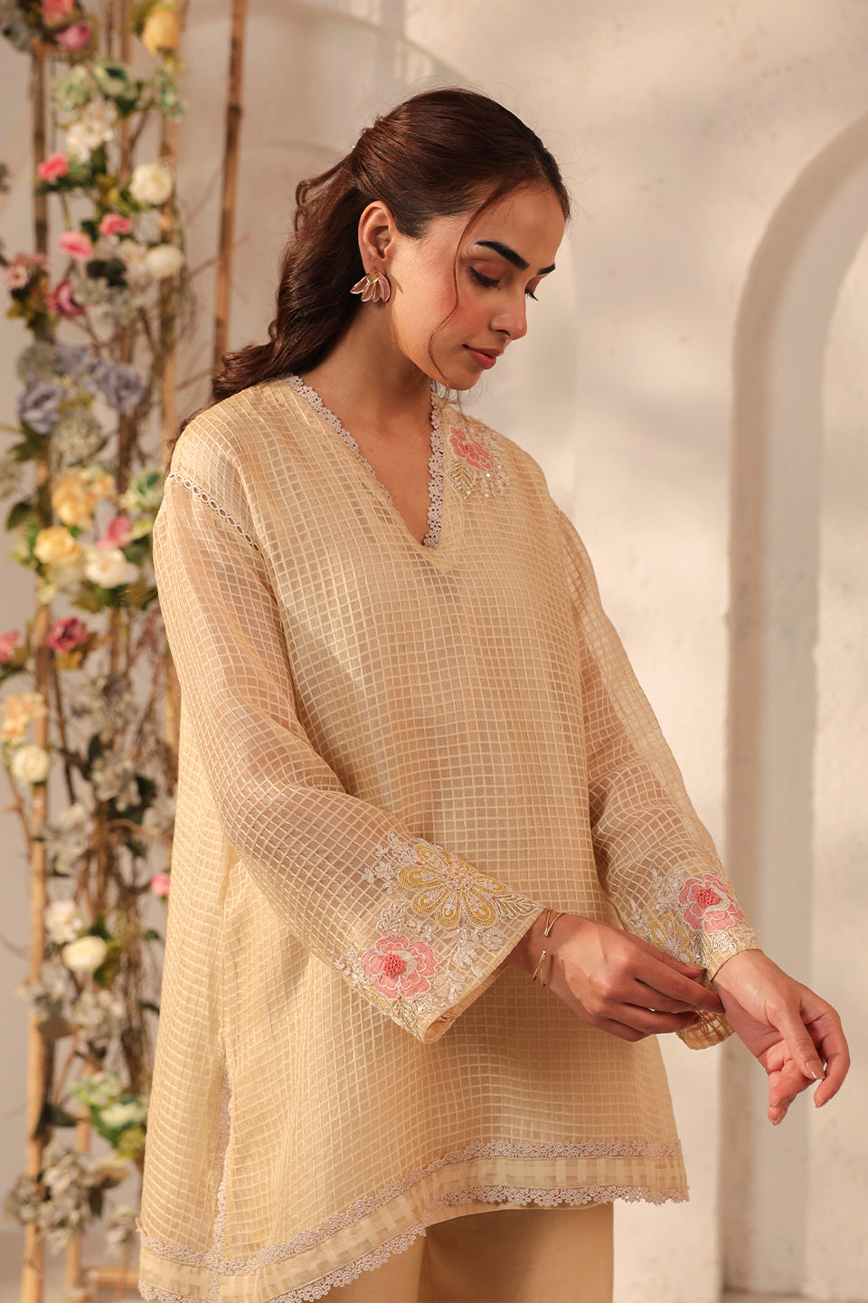 Vaayu Beige Applique Co-ord Set
