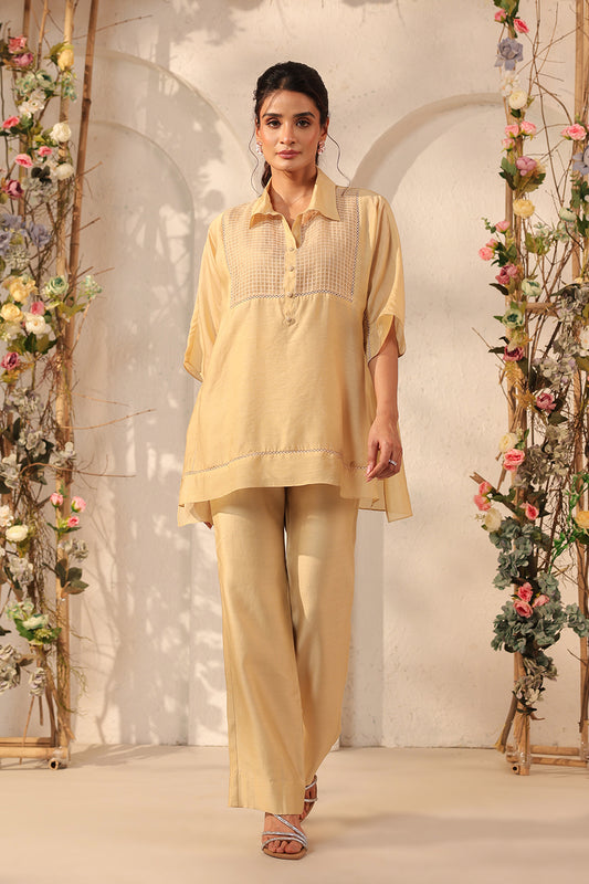 Vaayu Beige Collar Co-ord Set