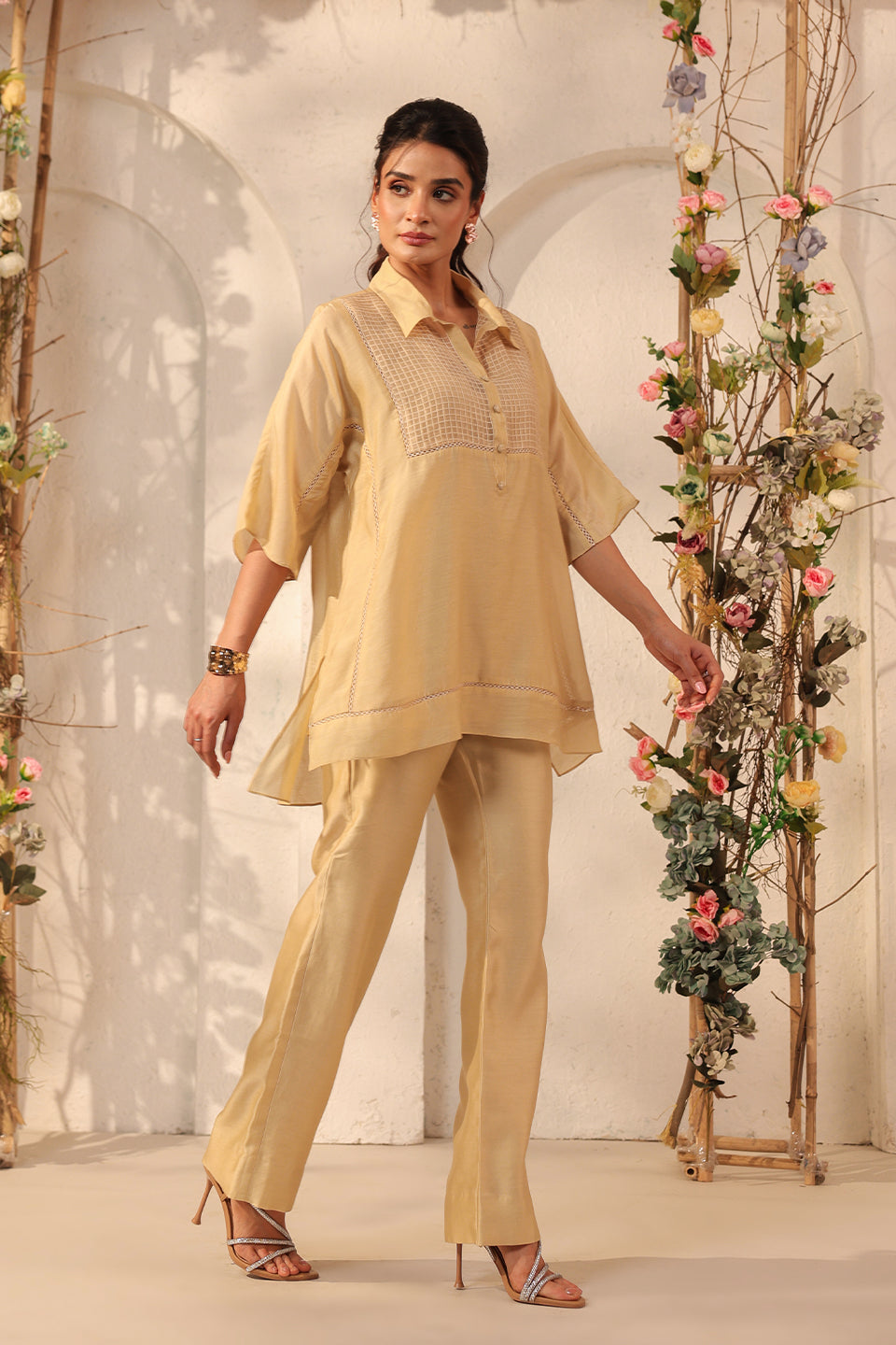 Vaayu Beige Collar Co-ord Set
