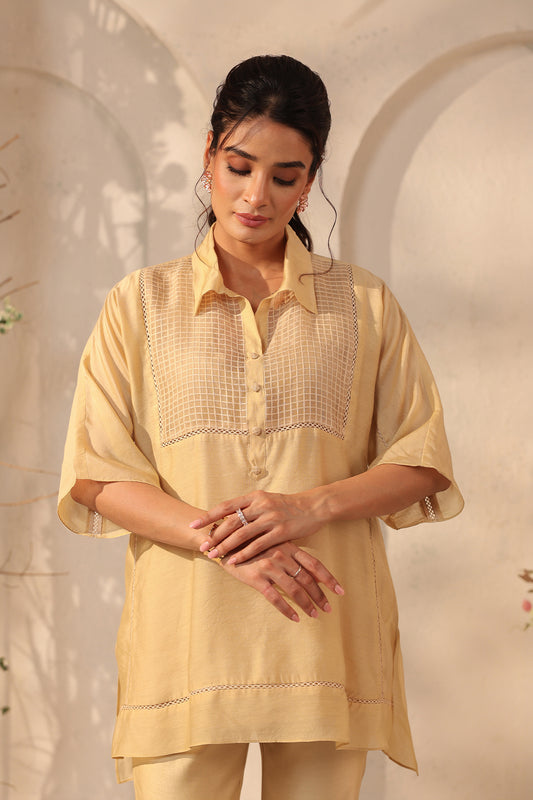 Vaayu Beige Collar Co-ord Set