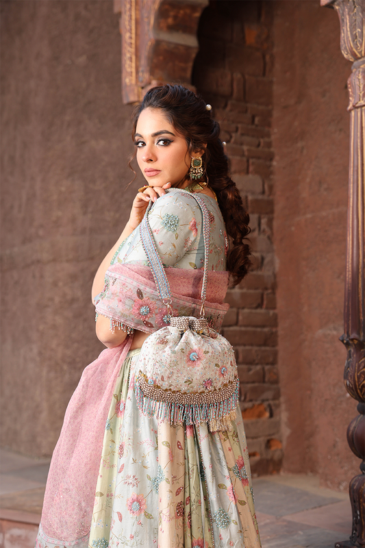 Ivory Mughal Embroidered Potli Bag