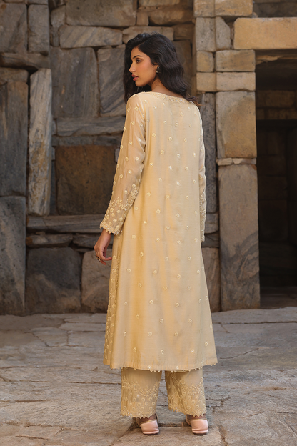 Vaayu Beige Light Buti Kurta Set