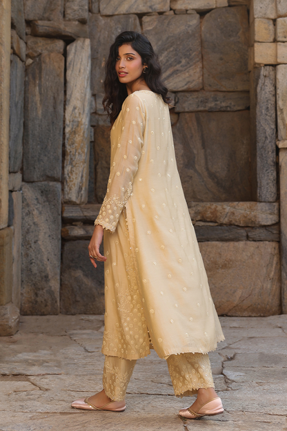 Vaayu Beige Light Buti Kurta Set