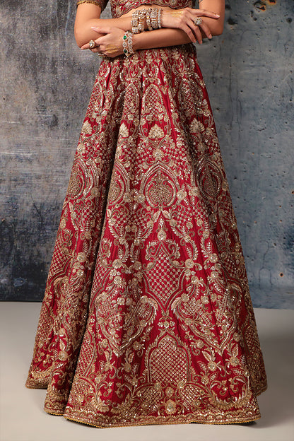 Zar:Rang Maroon Heavy Jaal Lehenga Set