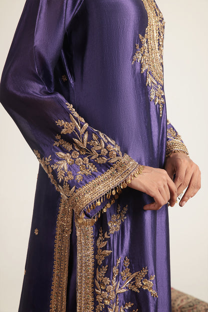 Zar:Rang Purple Jaal Kurta Set