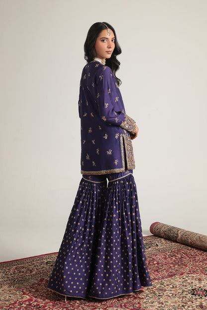 Zar:Rang Purple Buti Sharara Set