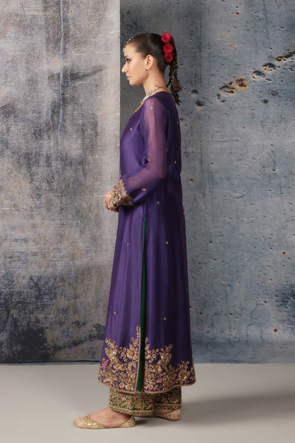 Zar:Rang Purple Straight Long Kurta Set
