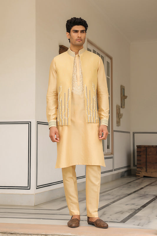 Gulzar Beige Floral Embroidered Bandi