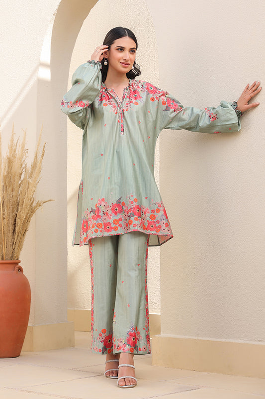 Green Bahar Heavy Hem Co-ord Set