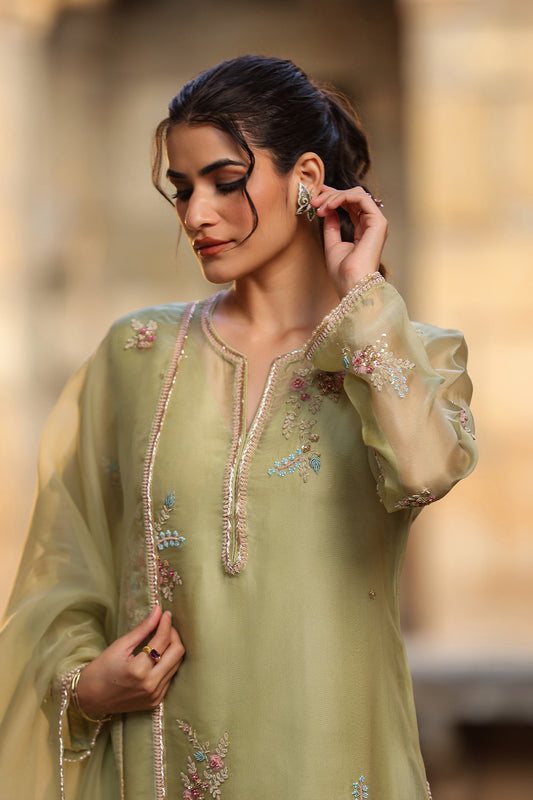 Vaayu Beige Buti Close Neck Kurta Set