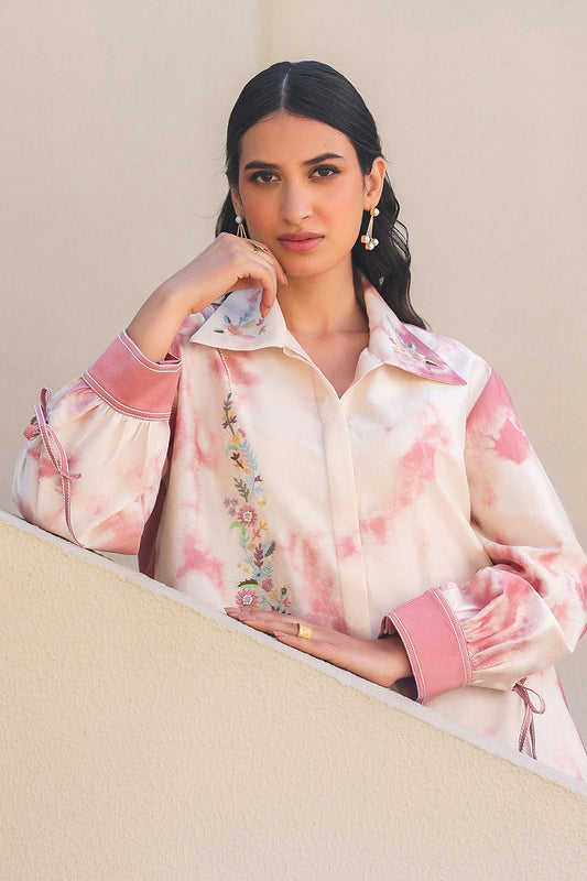 Pink Floral Shibori Shirt