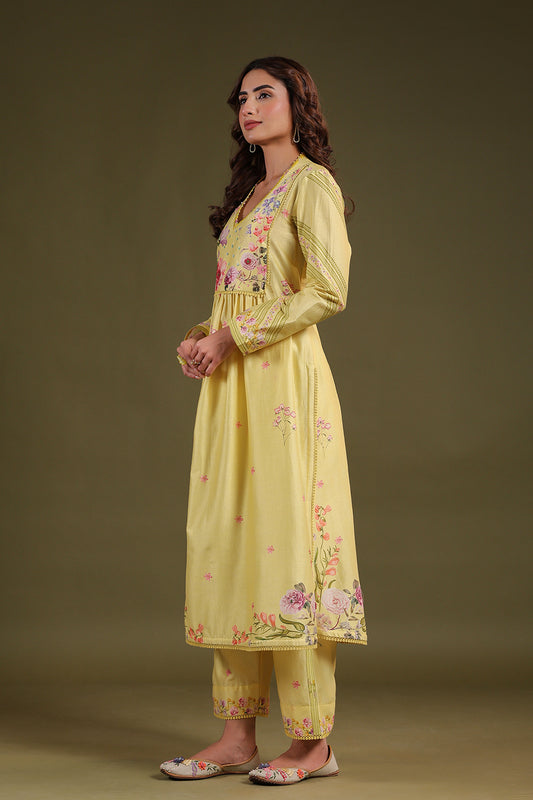 Noor Yellow Frockstyle Kurta Set