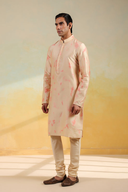 Pink Shibori Quilted Bandi Kurta Set