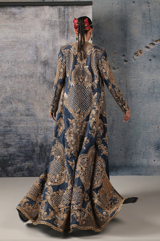 Zar:Rang Blue Long Jacket Set