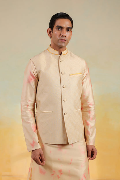 Pink Shibori Quilted Bandi Kurta Set