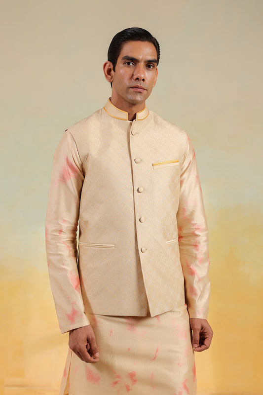 Pink Shibori Quilted Bandi Kurta Set