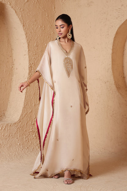 Mehrang Ivory Kaftan Set