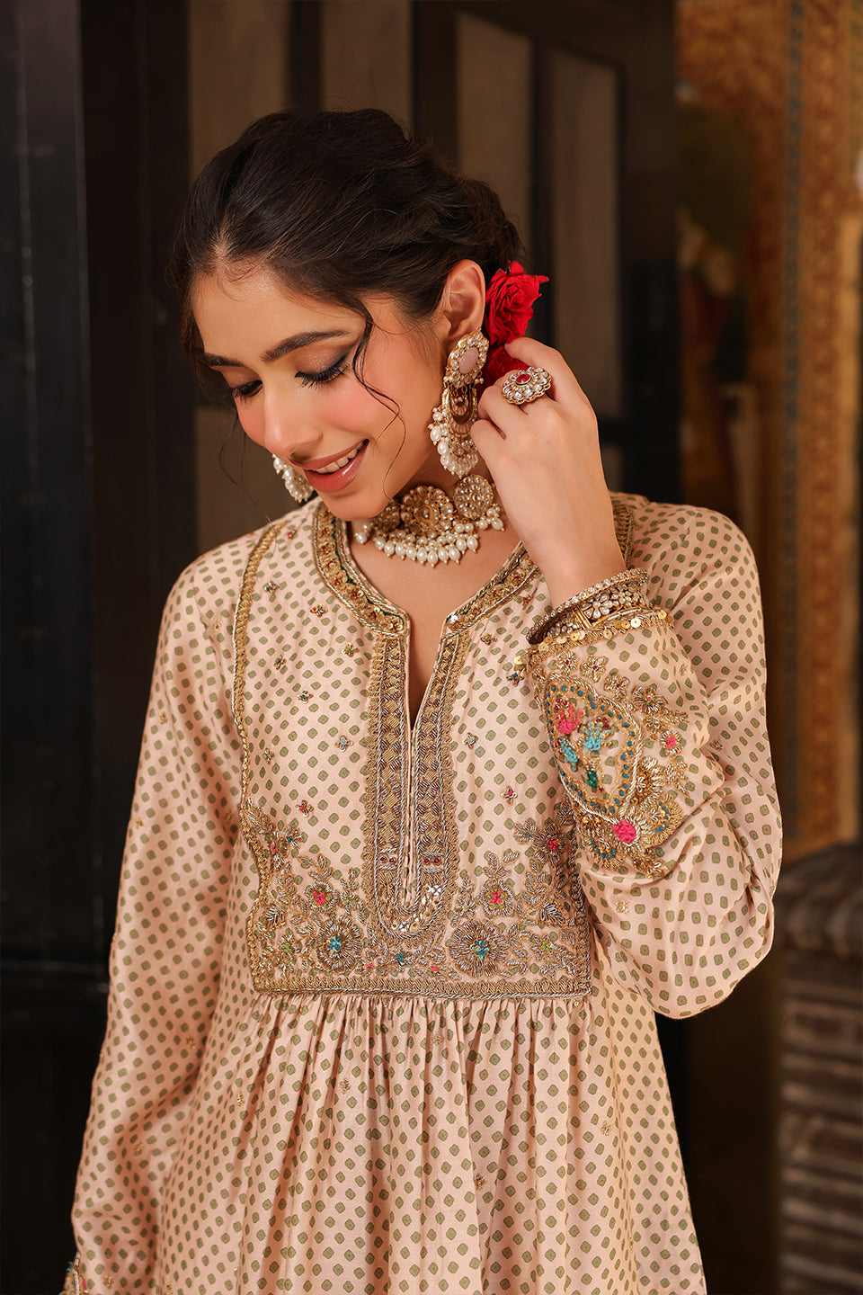 Ahista Ivory Printed Frockstyle Kurta Set