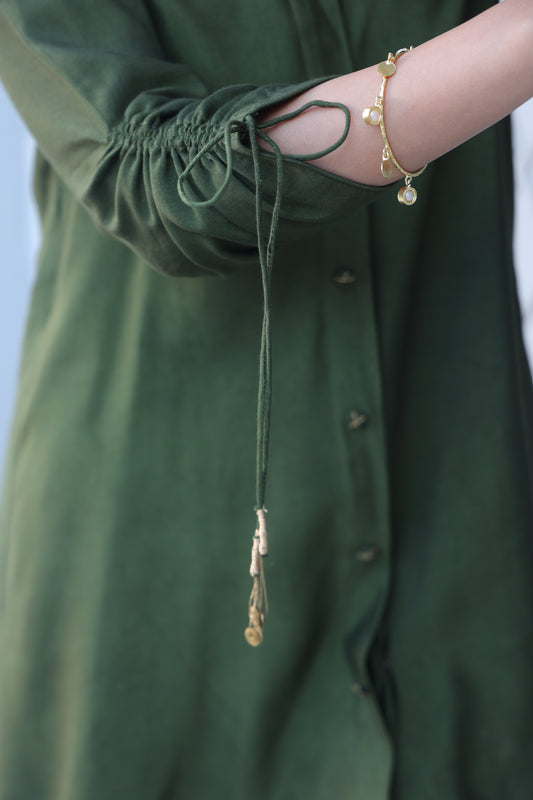 Olive Green Zardosi Collar Shirt