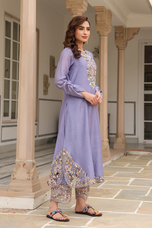 Gulzar Lilac Farshi Kurta Set
