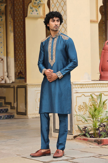 Ahista Blue Ambi Buta Kurta Set