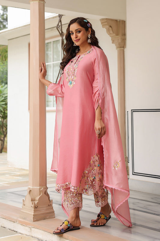 Gulzar Pink Farshi Kurta Set