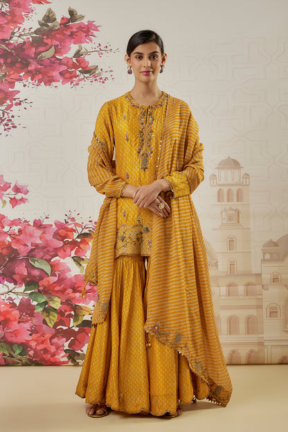 Riwayat Yellow Printed Sharara set