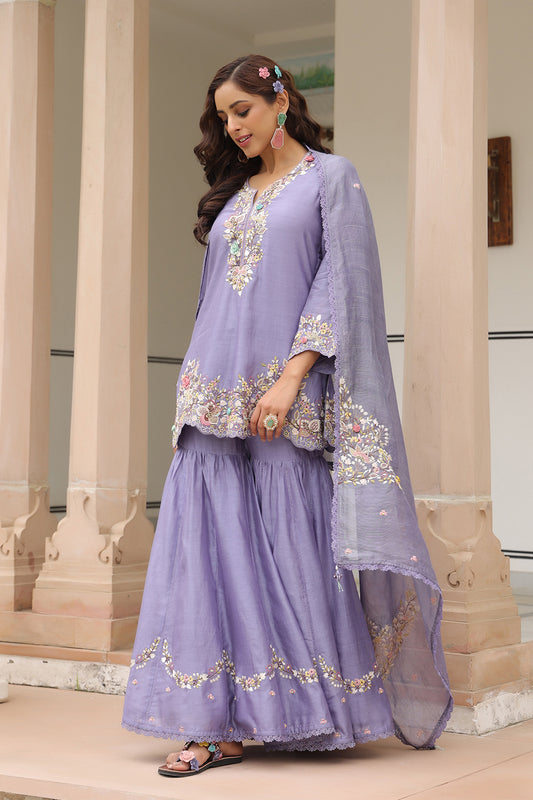 Gulzar Lilac Sharara Set
