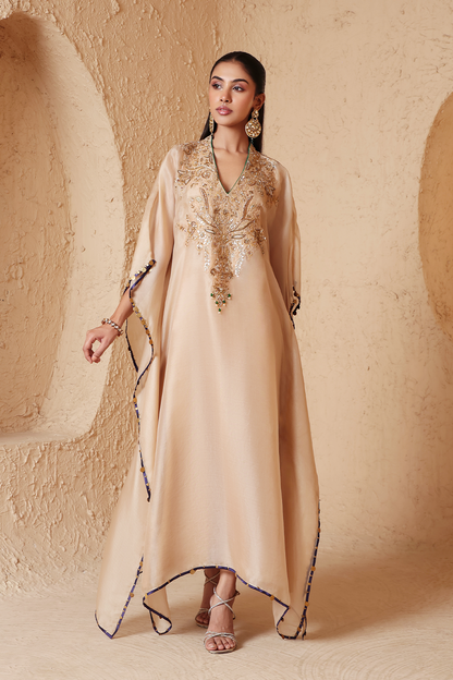 Zar:Rang Ivory Heavy Kaftan Set