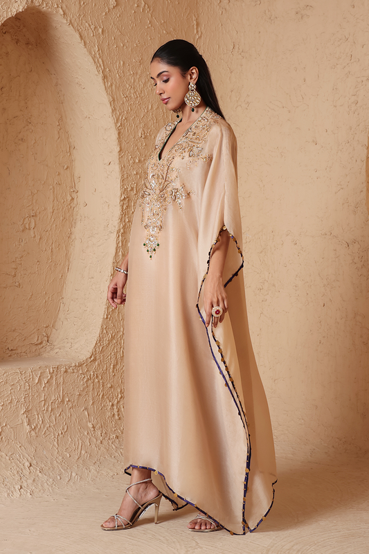Zar:Rang Ivory Heavy Kaftan Set