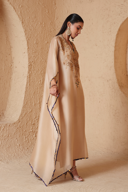 Zar:Rang Ivory Heavy Kaftan Set